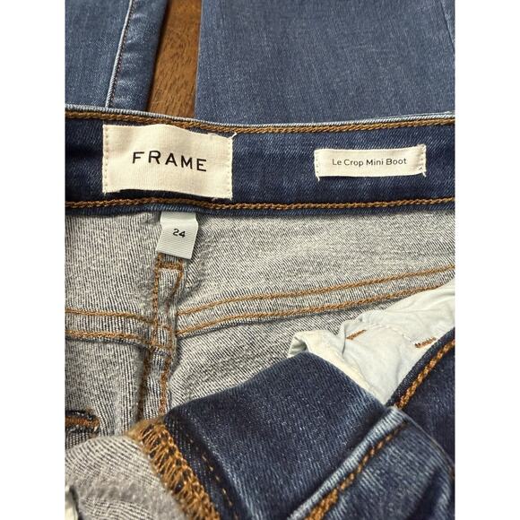 NEW Frame Denim Le Crop Mini Boot Jean Raw Hem Women's Size 24 X 25 - Picture 5 of 5